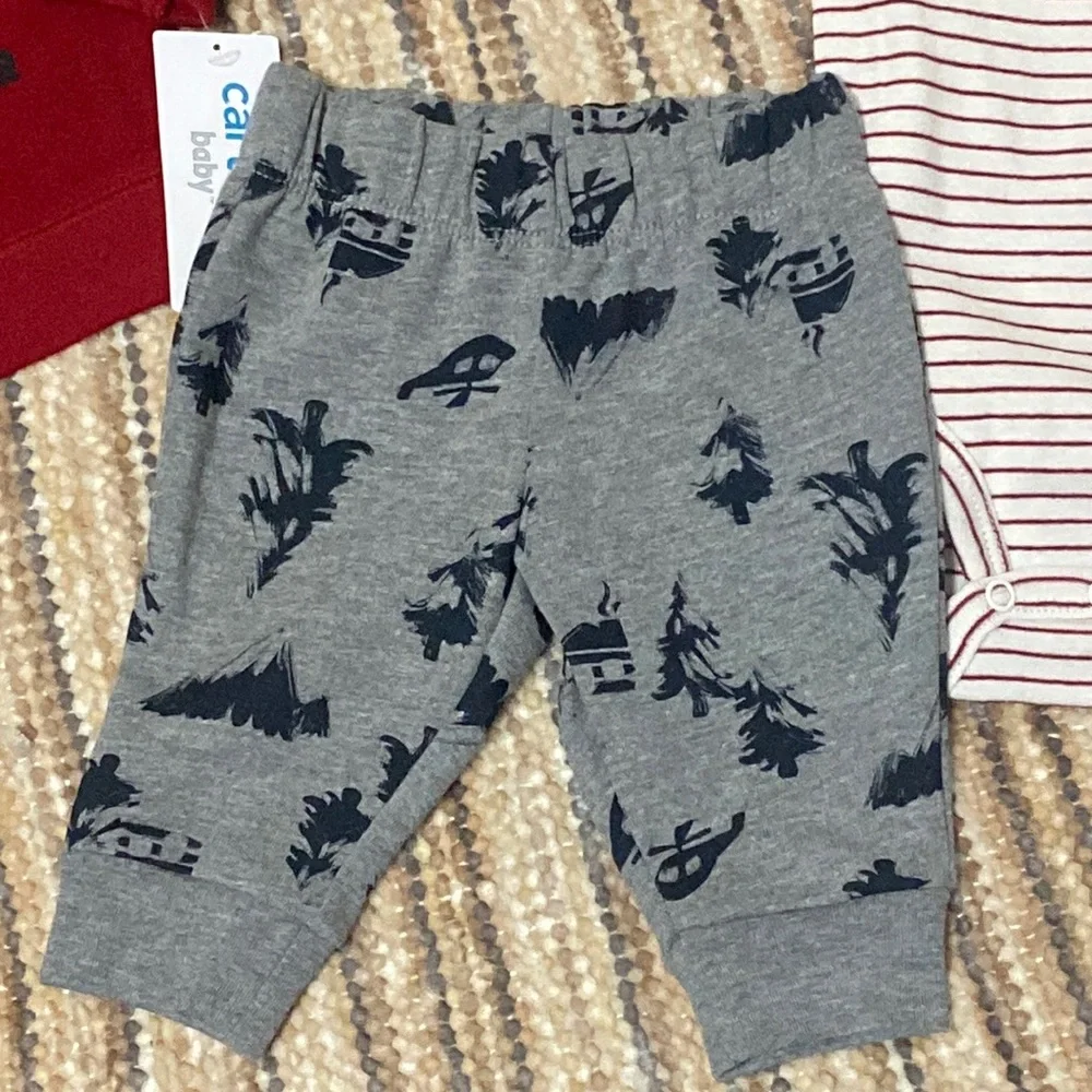 Carters Baby Boy Helicopter Mountain Sweatshirt Pants Onesie Outfit Set 3M